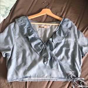 ASOS Curve Denim Cropped Wrap Top